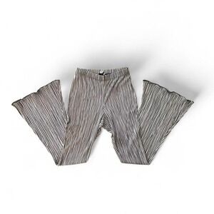 Metallic Pleated Flared Pants Y2K Glam